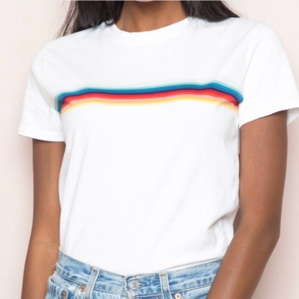 brandy melville rainbow stripe tee